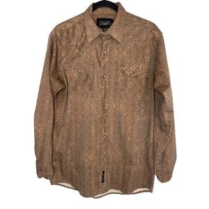 Vintage Rodeo Carte Western‎ Wear Brown Long Sleeve Button Up Shirt Mens M